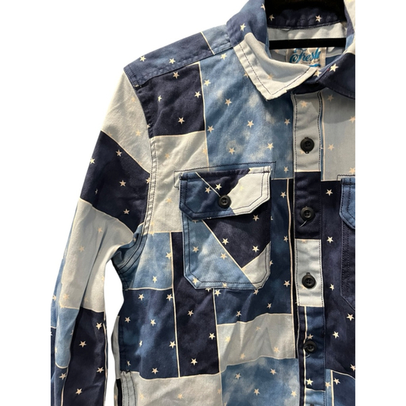 Fresh Prince Of Bel Air Shacket Long Sleeve Size Medium Men's Stars Blue Button - Picture 4 of 7